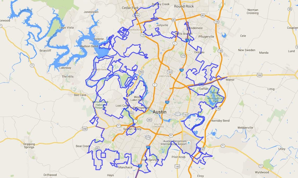 kort Austin city limits
