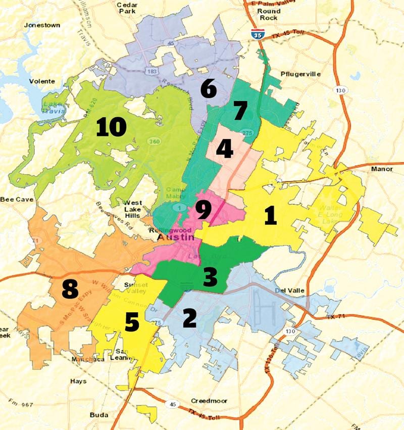 Austin, texas-kvarter kort