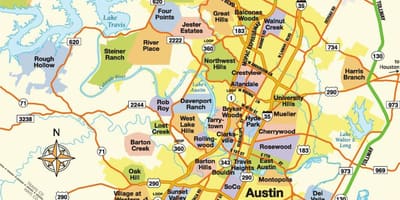 Kort Austin, Tx område